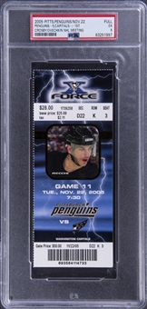 Alexander Ovechkin 1st Matchup Against Sidney Crosby Full Ticket (PSA EX 5)